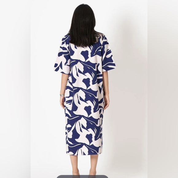 The Loom | White Purple Printed Cotton Dress - Picture 3 of 8